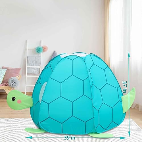 Vista 4 de Kids Play Tent Pop up Tent Turtles Automatic Setup Play House Tent for Girls and Boys Outdoor and Indoor Patented (Turtle)