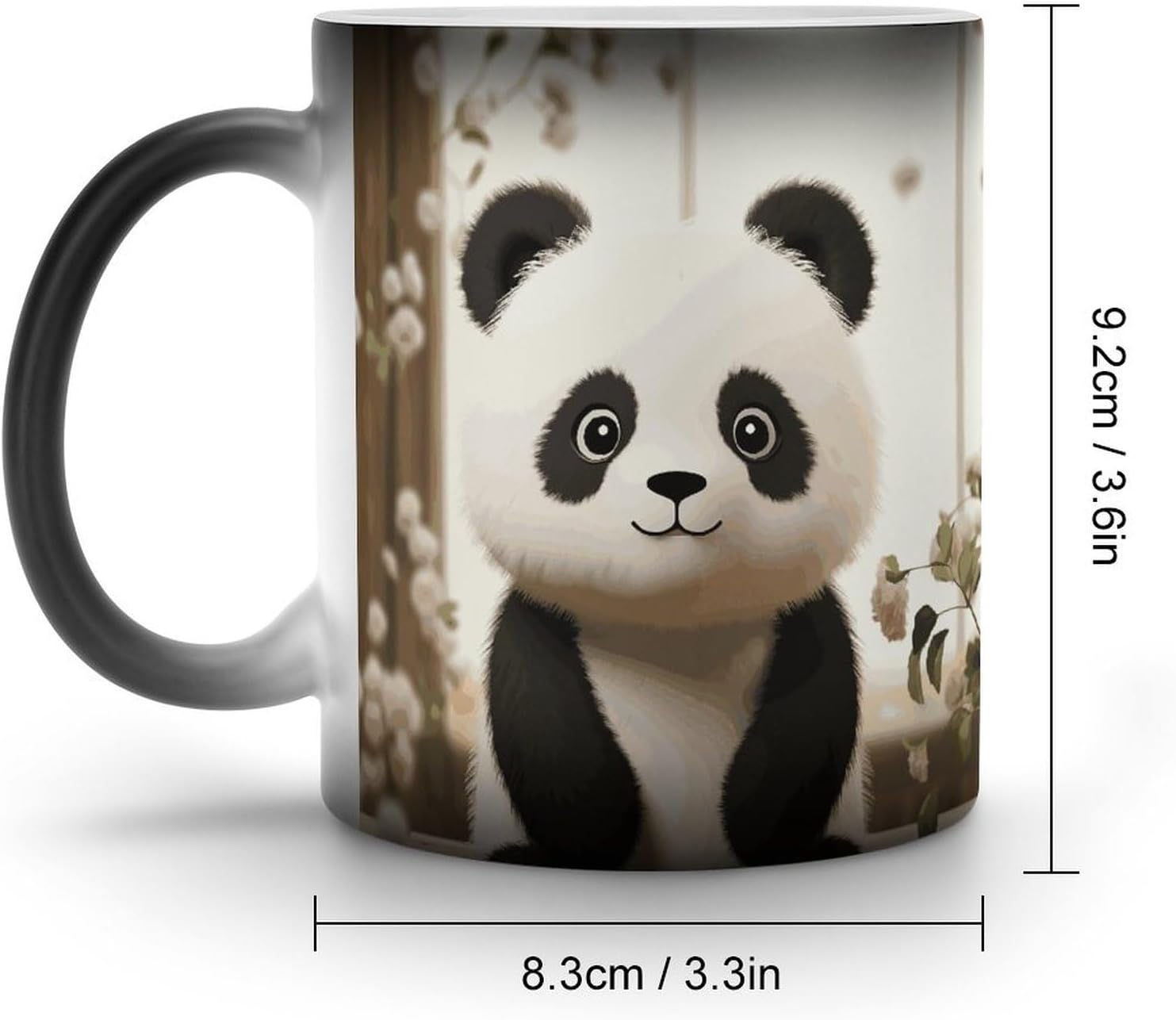 Color Changing Mug Cute White Panda Printed Ceramic Coffee Mug Heat Changing Sensitive Mug Magic Heat Changing Coffee Mug Novelty Coffee Mugs