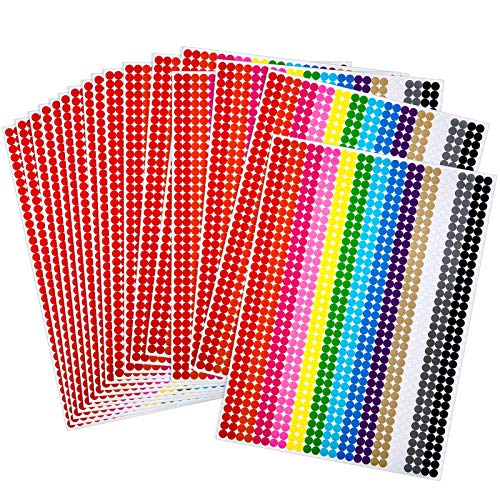 Boao 9360 Pack Small Colored Dots Stickers 1/4 Inch Tiny Round Color Coding Dot Labels Circle Mini Neon Stickers for Office Organizing Classroom Decoration 10 Sheets (Rainbow, Single Size)
