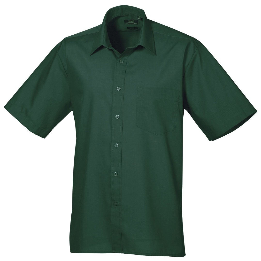 Premier Mens Short Sleeve Formal Poplin Plain Work Shirt (16) (Bottle)