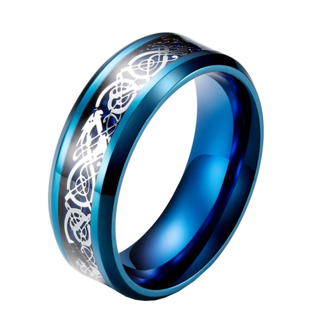 HIJONES Unisex Carbide Fiber Celtic Dragon Spinner Ring Wedding Spins Band