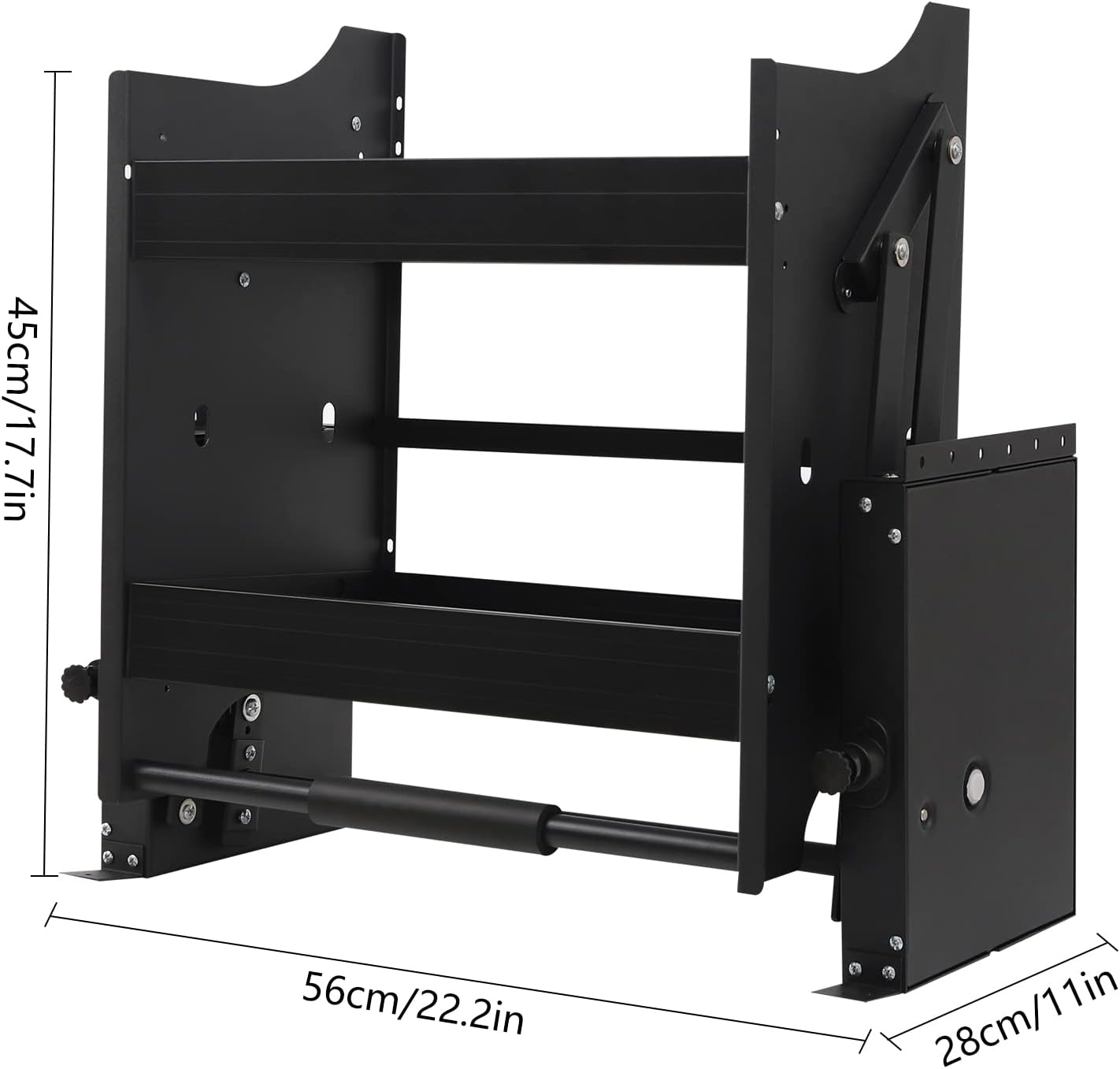 24 Inch Pull Down Shelf, 66 Lbs Capacity Pull Down Cabinet Organizer, Heavy-Duty 2-Tier Wall Pull-Down Shelfs with 3 Adjustable Bearing Strengths for Kitchen Bathroom Home Utensils