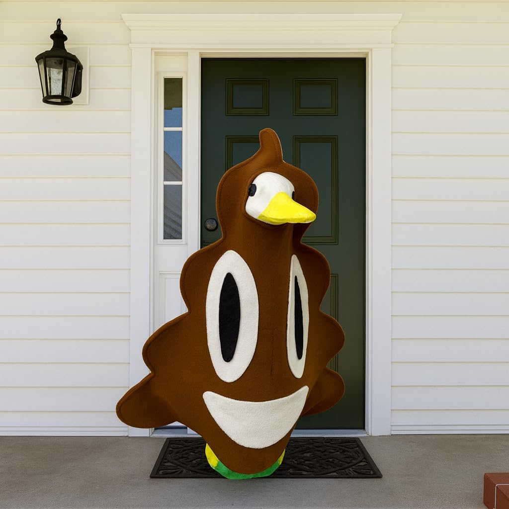 Funny Poop Emoji Porch Goose Costume - Fits Standard 23 Inch Lawn Geese, Humorous Yard Art Decor Outfit, Novelty Clothing Accessories for Outdoor Garden Goose, Gag Gift (Goose Not Included)