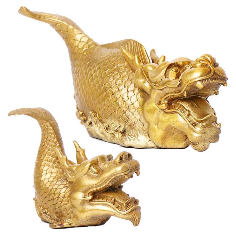 Escultura Decorativa Moderna, Estatuas De Dragón Y Pez Zodiacal De Latón Puro, Figura Decorativa China Feng Shui para El Hogar Y La Oficina, Escultura De Riqueza Y Buena Suerte, Una Escultur