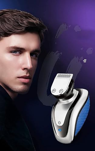 Miniatura 4 de KouRy Afeitadora eléctrica para hombre, rasuradora giratoria recargable por USB azul para hombres, IPX6 impermeable, maquinilla de afeitar eléctrica