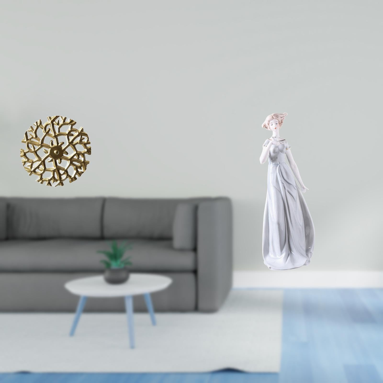 Enakshi® Rustic Iron Wall Art Sculpture with 3D Scenic Plaque and Modern Nordic Porcelain Girl Figurine for Office Living Room Shelf Decor|Home & Garden | Home Decor | Figurines-image-38