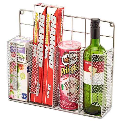 Ezoware Wall And Cabinet Door Mount Kitchen Wrap Organizer Rack Holder For Organizing Food Storage Bags, Aluminum Foil, Plastic Wrap, Wax Paper, Metal Silver #TOP5