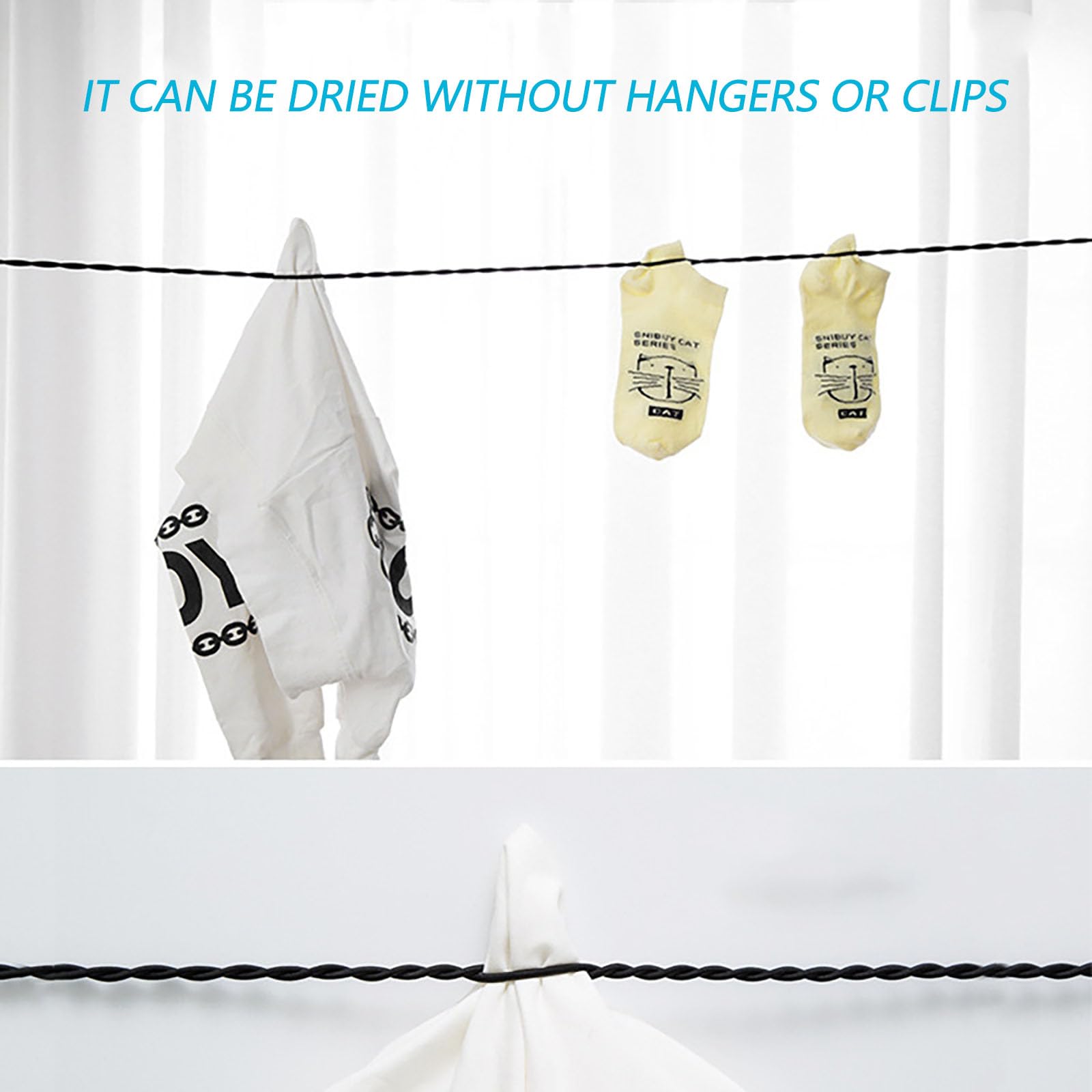 WENJION Reisewäscheleine 2er-Set 1,5m - Elastische Camping Wäscheleine Mit Saugnäpfen