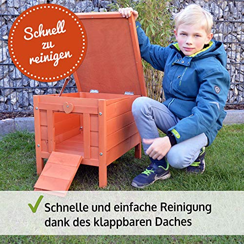 zooprinz großes Kleintierhaus mit klappbarem Dach – perfekt für draußen und drinnen – Besonders einfach umgestellt – Nagerhaus aus Vollholz mit natürlicher Farbe gestrichen - Hasenhaus Kaninchen Haus
