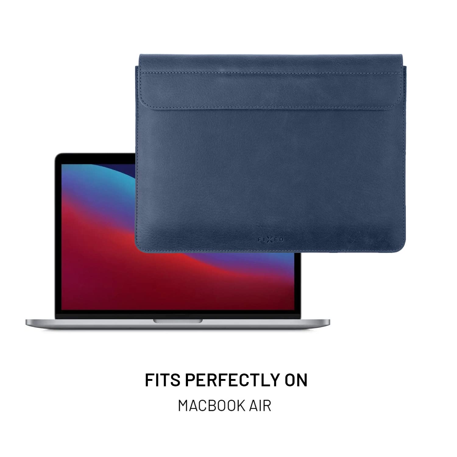 FIXED Oxford - Funda de piel para MacBook Air de 13 pulgadas Retina, iPad y otros dispositivos: funda de piel de vacuno italiana hecha a mano con cierre magnético, forro interior suave, color azul