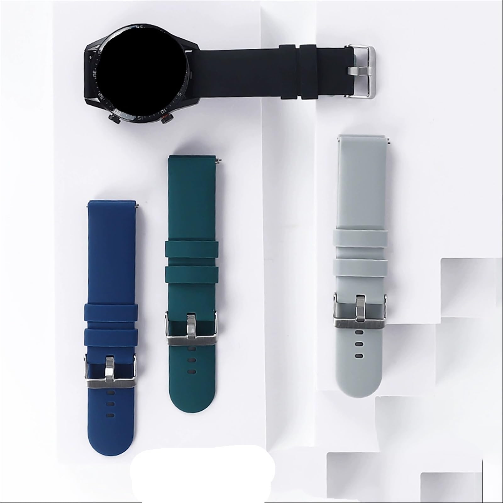 Cinturino in gomma, cinturino in silicone, 22 mm, traspirante, per sport all'aria aperta (blu scuro)
