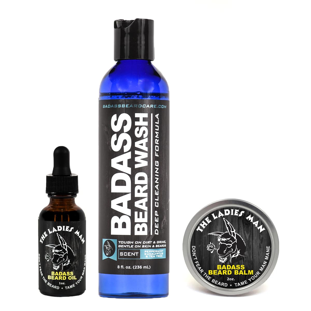Badass Beard Care Badass Wash, Beard Oil, and Beard Balm Combo for Men – Natural Ingredients, Keeps Beard and Mustache Full, Soft and Healthy Badass Beard Care Badass Wash, Beard Oil, and Beard Balm Combo for Men – Natural Ingredients, Keeps Beard and Mustache Full, Soft and Healthy
