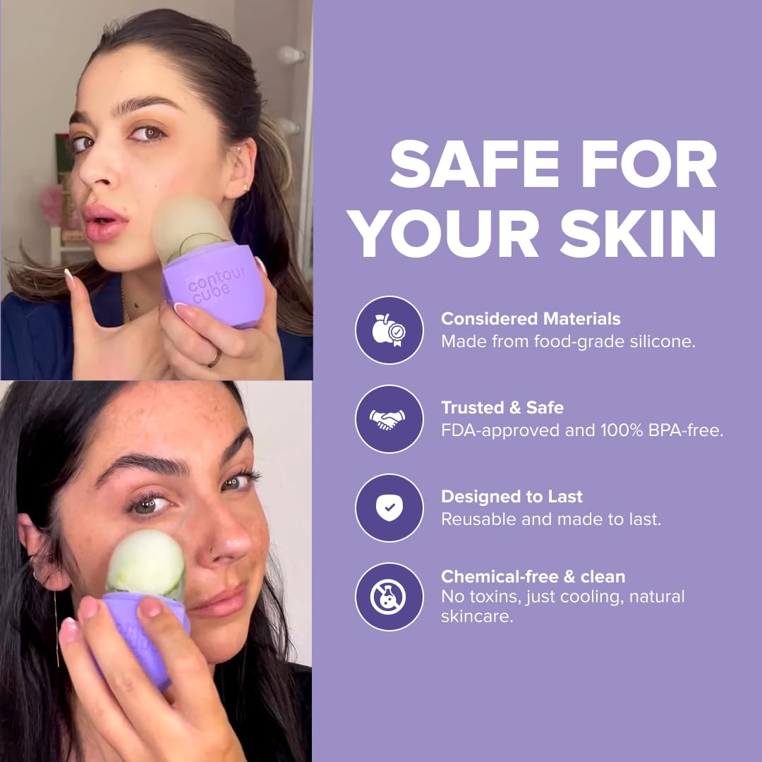 Contour Cube Mini - Revolutionary Ice Roller for Sculpting & De-Puffing - Face Ice Roller & Massager - Ice Mold for Face - Compact Skin Care Tools for Daily Skincare & Travel - Violet