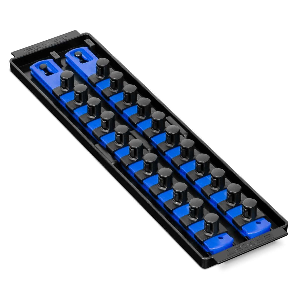 Ernst Manufacturing Twist-Lock Socket Boss Premium 2-Rail 1/2-Inch-Drive Socket Organizer, 13-Inch, Blue (8497)