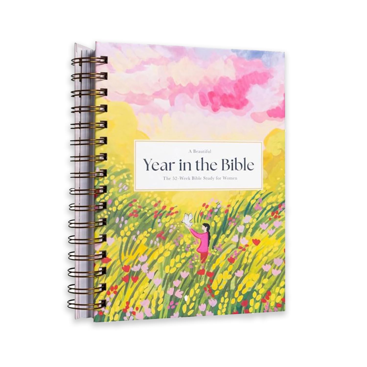 Nhemeylp A Beautiful Year in the Bible for Women (Spiral Bound) 52 Week Biblia Study For Women Christian Growth Enlightenment Bible's Study Accessories Religious Manual Notebook for Adults