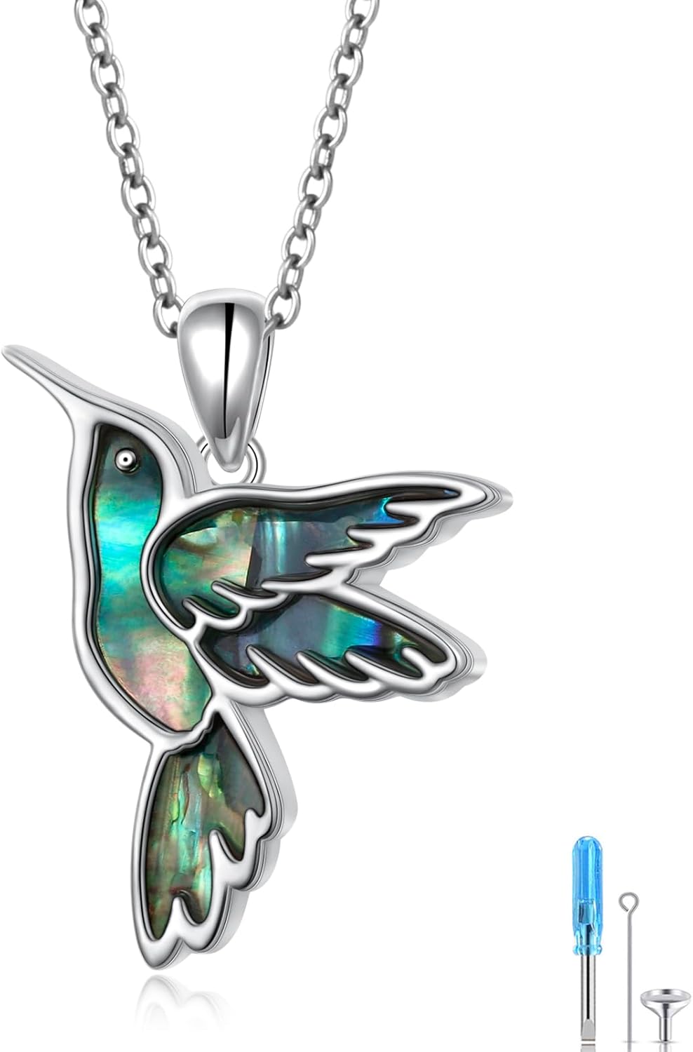 925 Sterling Silver Cremation Jewelry Hummingbird Urn Necklaces for Ashes for Women Men Memorial Jewelry Ashes Pendant for Human Pet Keepsake Necklace for Ashes of Loved Ones