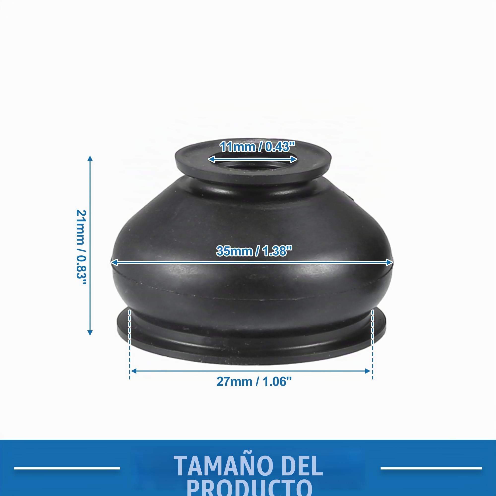 A ABSOPRO Bota De Articulación De Bola Negra 6 Piezas Para Coche Goma | Material: Goma, Color: Negro, Tamaños: 11Mm, 21Mm, 35Mm, 27Mm, Uso: Universal Para Coche, Reemplazo Directo