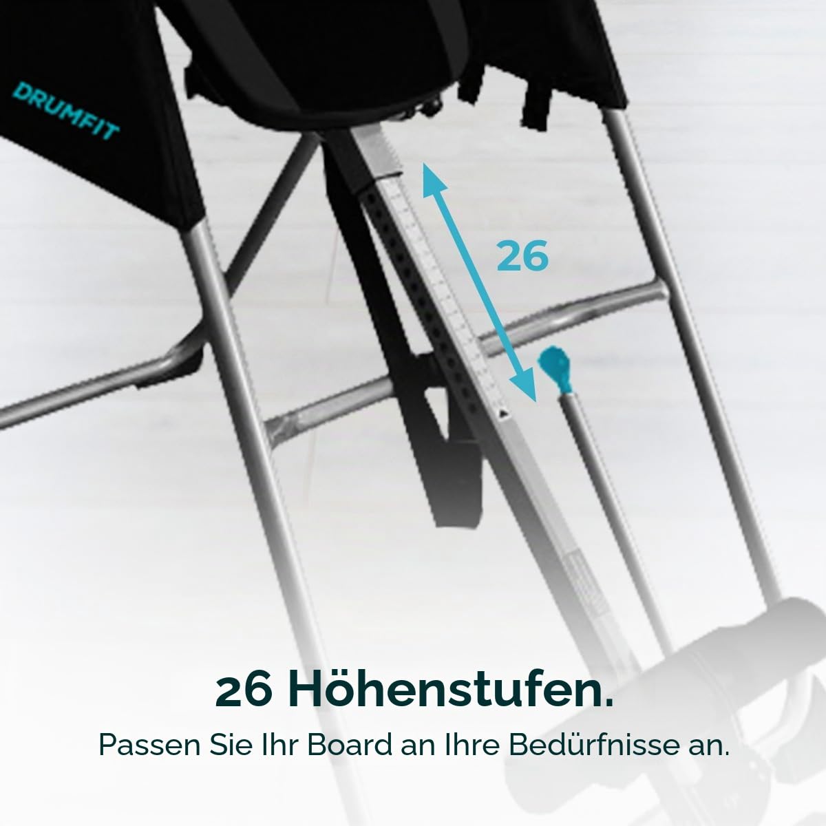 Cecotec Faltbare Inversionsbank mit vollständiger 180º-Inversion Drumfit Inversion 1800. Dehnt den Rücken, Sicherheitsgurt und Polster, 26 einstellbare Stufen, maximales Gewicht 120 kg.
