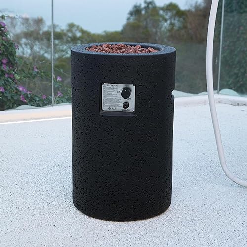 Miniatura 6 de Modeno Columna de tubo de lava para exteriores de 27.6 pulgadas, color gris, duradera, redonda, para fogata, hormigón reforzado con fibra de vidrio,