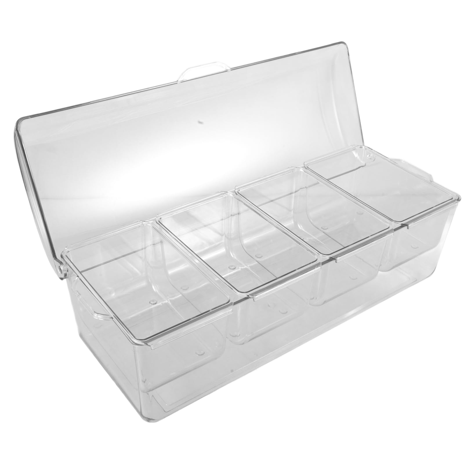IMIKEYA Contenitore per Insalata in Plastico con 4 Scomparti, Design Trasparente e Raffreddamento con Ghiaccio, per Casa e Riunioni