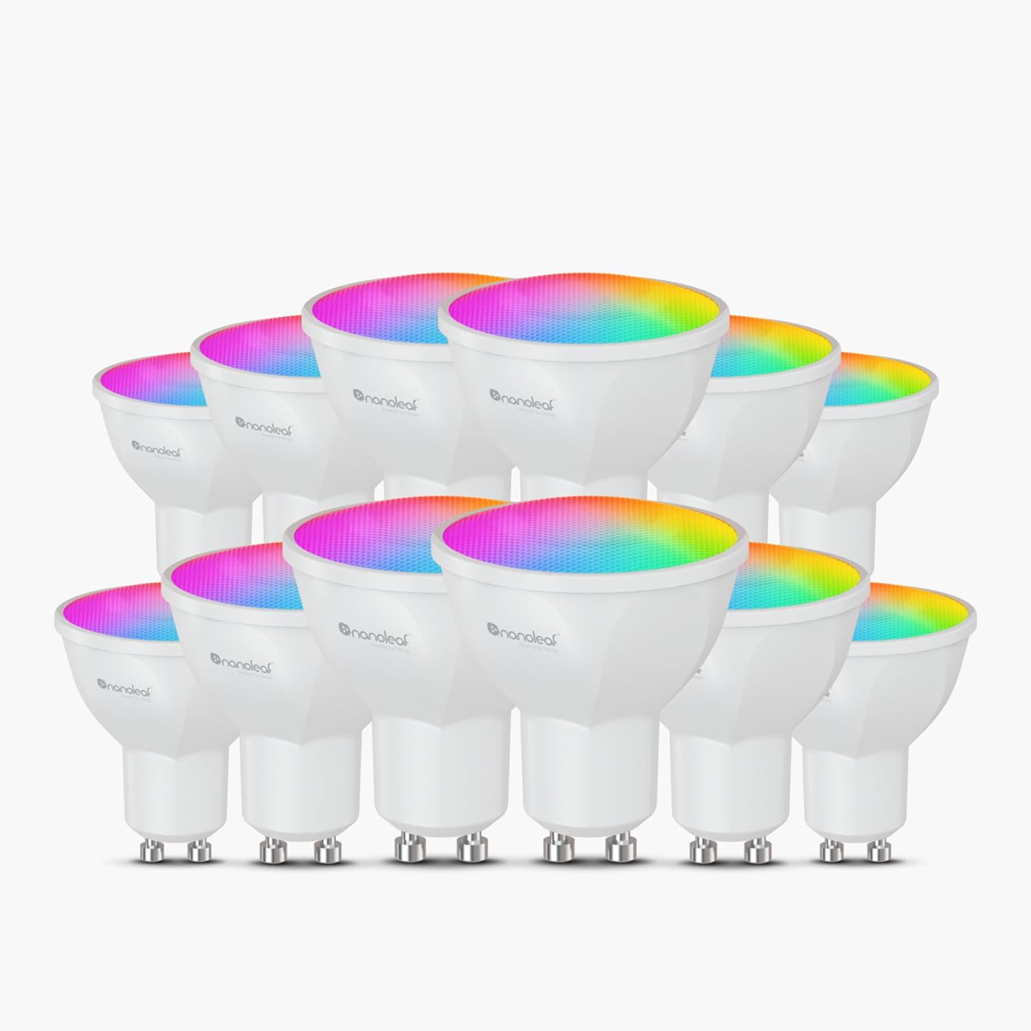 Nanoleaf Lámpara LED inteligente GU10 mate – 12 RGBCW regulable, sincronización de pantalla, 16 millones de colores, 400 lúmenes, WiFi App/control por voz (Alexa, Apple, Google), ideal para decoración