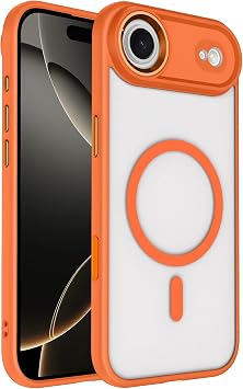 Fuchsia iPhone 17 Air ile Uyumlu Terea Kablosuz  arj  zellikli Kapak - Turuncu