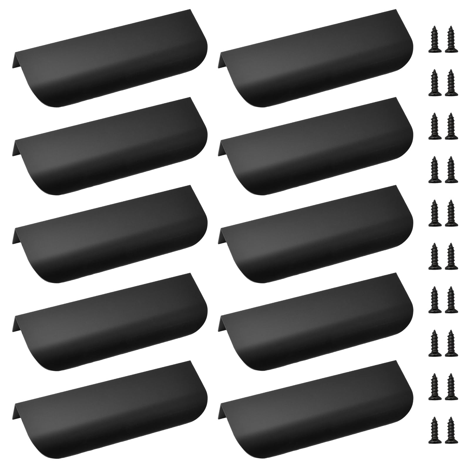 MOROBOR Finger Edge Pull, 10 PCS Rounded Edge Drawer Handle, Aluminum Alloy Invisible Handle for Cabinet Hardware Drawer, 120 mm/Black