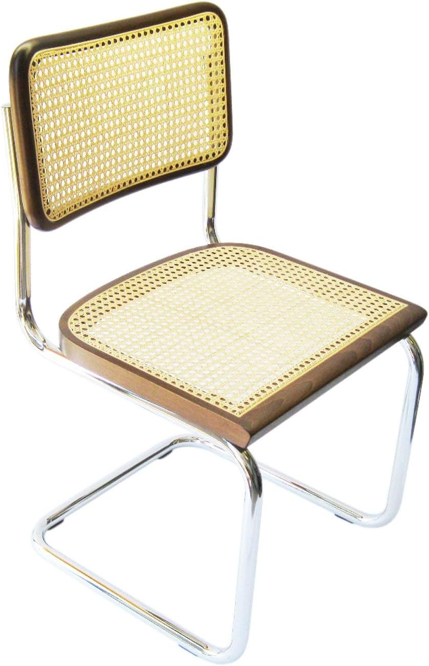 Marcel Breuer Cesca Cane Cantilever Side Chair w/Chrome Frame & Walnut Wood (Made in Italy)