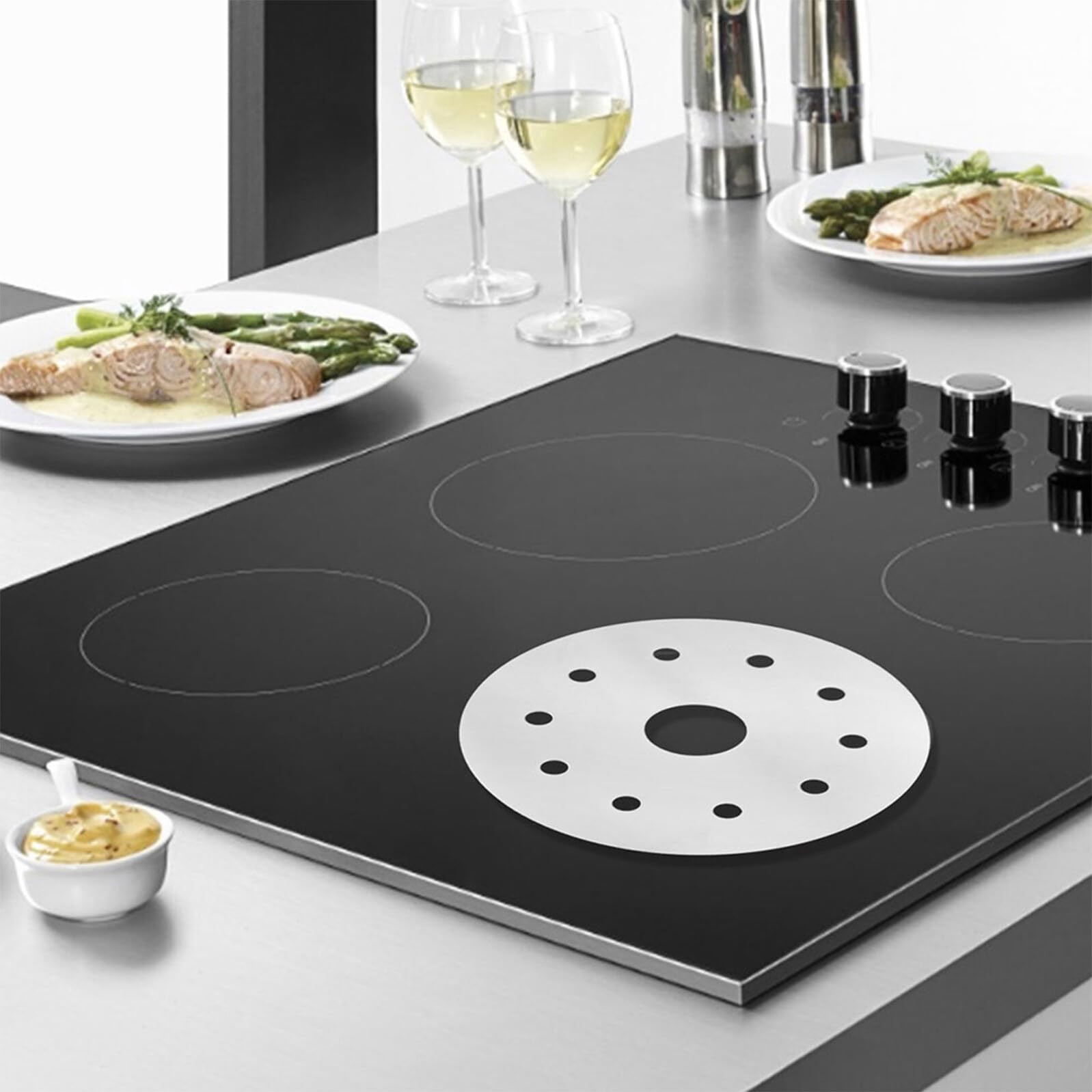 Luxshiny Acero Inoxidable Placa Guía Térmica para Cocina y Estufa | Difusor de Calor Plata, Distribución Uniforme, Fácil Limpieza, Uso Versátil Varios Métodos de Cocción