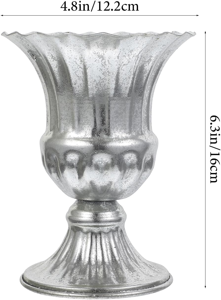 Amosfun Metal Urn Planter Grecian Vase Flower Arrangement Pot for Wedding Table Centerpiece Metal Urn Pot 6.3 Inch Tall