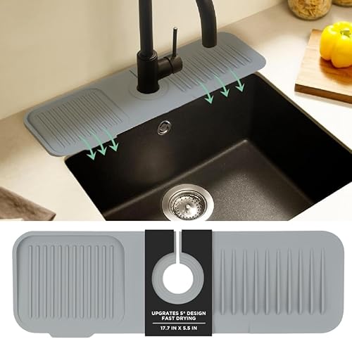 Miniatura 7 de Protector contra salpicaduras de fregadero de 5, 17,7 x 5,5 pulgadas, protectores de fregadero para fregadero de cocina, protector contra
