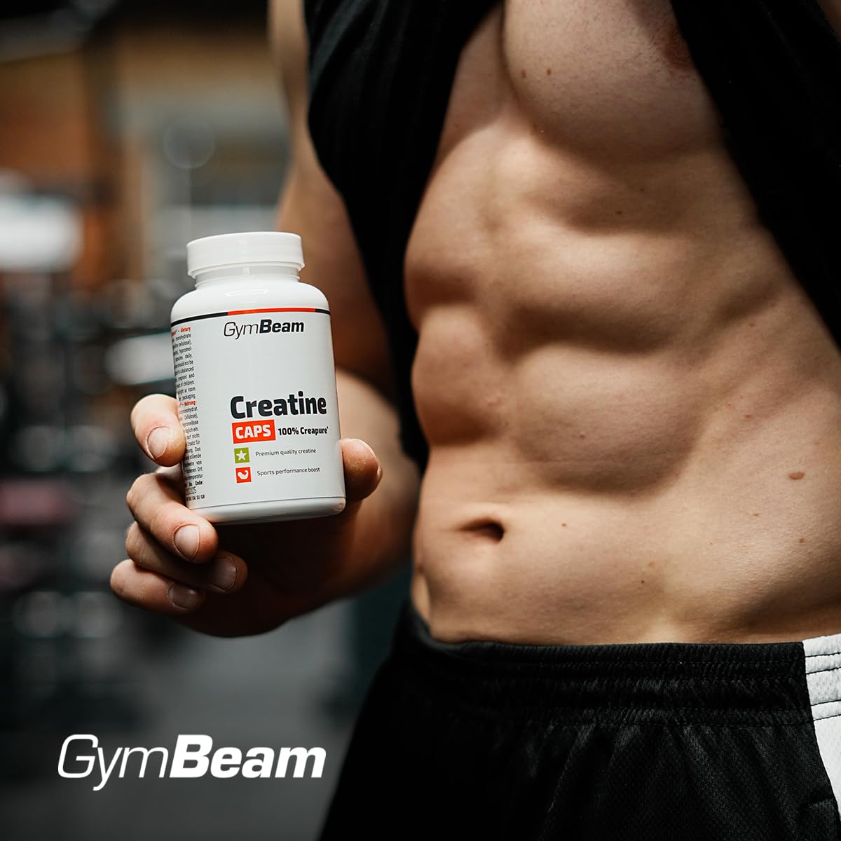 GymBeam Creatina Monoidrato Capsule - 100% Creapure®, per l'aumento delle prestazioni fisiche, adatta per uomini e donne, ideale per atleti di resistenza e sport di squadra
