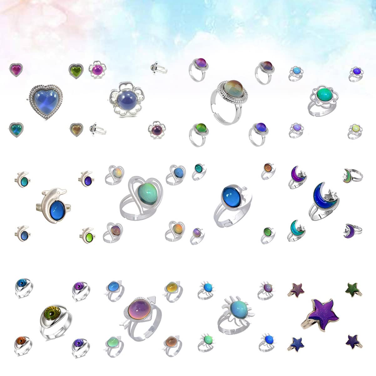 ifundom 36 Stk metallringe Stimmungsring Sonnenring Gefühlsring Ring für Frauen kinder ringe Öffnungsringe geschenk Kristallring Farbwechselring klassisch Schmuck Zubehör Spaltring Student