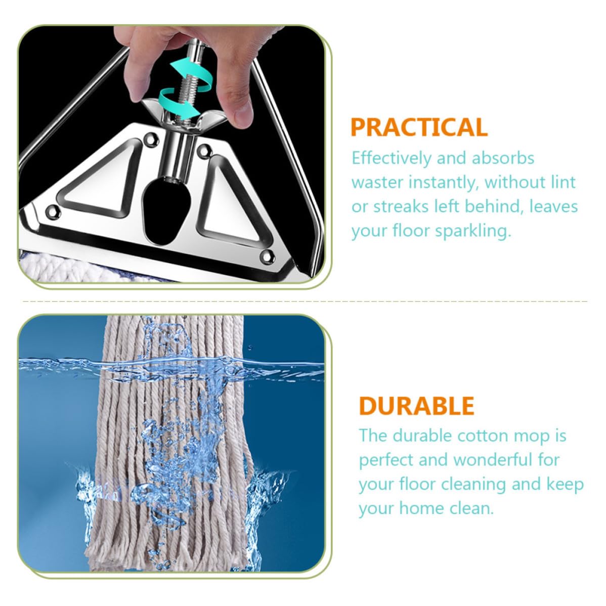 Artibetter Trapeador de Algodón Seco y Húmedo Estructura de Aleación de Aluminio y Alta Absorción de Agua para Limpieza de Suelos de Cerámica y Laminados Adecuado para Uso Hogar