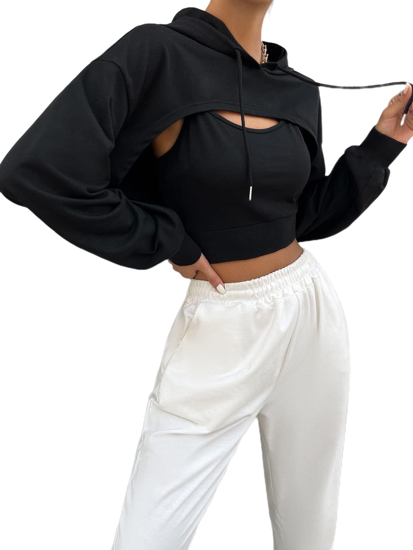 Damska bluza z kapturem, pulower, sznurek, okrągły dekolt, bluzy z długim rękawem, wyjściowe topy, moro