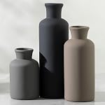 Ensemble de 3 vases, vases en céramique modernes neutres, décoration de la maison, décoration rustique de la ferme, vase pour fleurs de pampa pour table, manteau, entrée, étagère, salon, cuisine, salle de bain - Marron