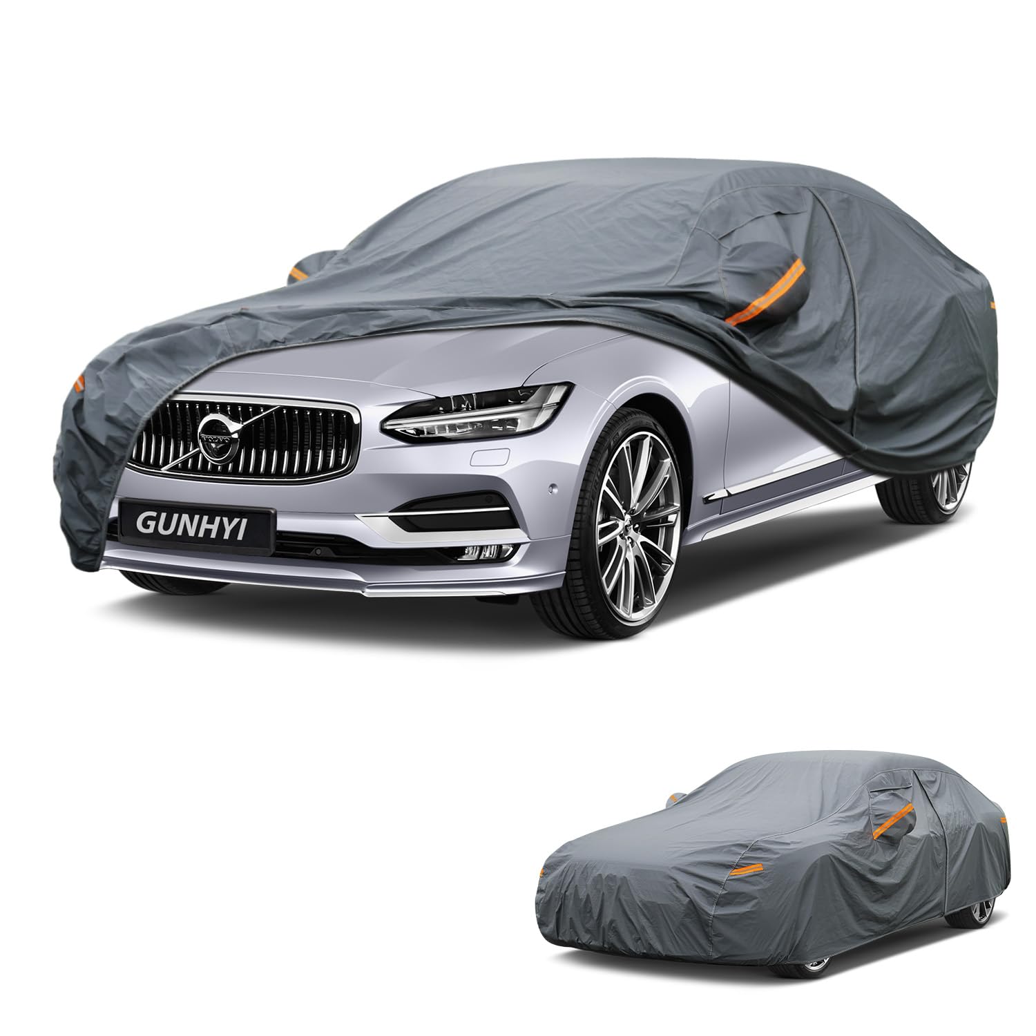 GUNHYI Premium Car Cover Custom Fit Volvo S90, 16 Layers Heavy Duty Car Cover Waterproof All Weather with Zipper Door for Sun Rain Snow Dust Uv Protection