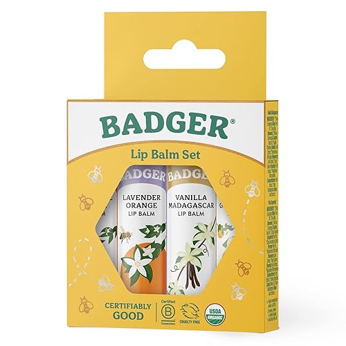 Miniatura 3 de Badger - Caja dorada de bálsamo labial clásico con aloe, aceite de oliva virgen extra, cera de abejas y aceites esenciales, paquete variado de