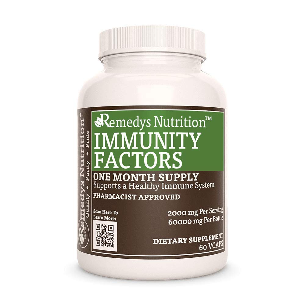 Remedy's nutrition Immunity Factors | 1,000mg, 60 Vegan Capsules Herbal Dietary Supplement | Two Month Supply