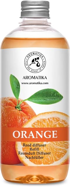 Orange Diffuser Refill 500ml - Room Fragrance Diffuser with Natural Essential Orange Oil - Best for Aromatherapy - Spa - Home - Kitchen - Bath - Office - Fintess - Club - Restaurant - Boutique
