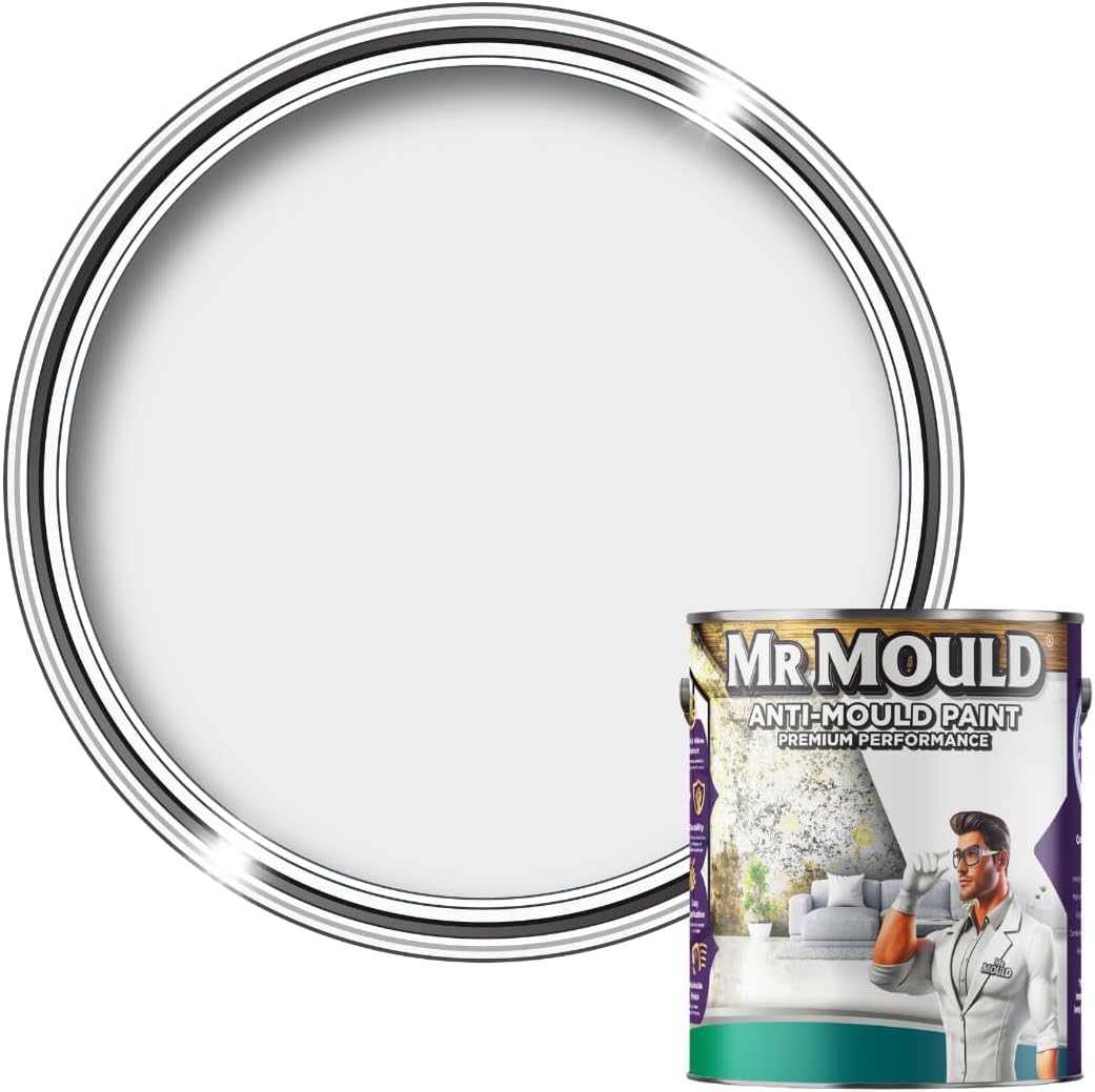 Mr Mould Anti Damp Paint 1L Light Grey – Long Lasting Wall & Ceiling Paint - Damp Seal Protection - Prevents Mould, Mildew & Condensation - Washable, Easy to Apply & Quick Drying Finish