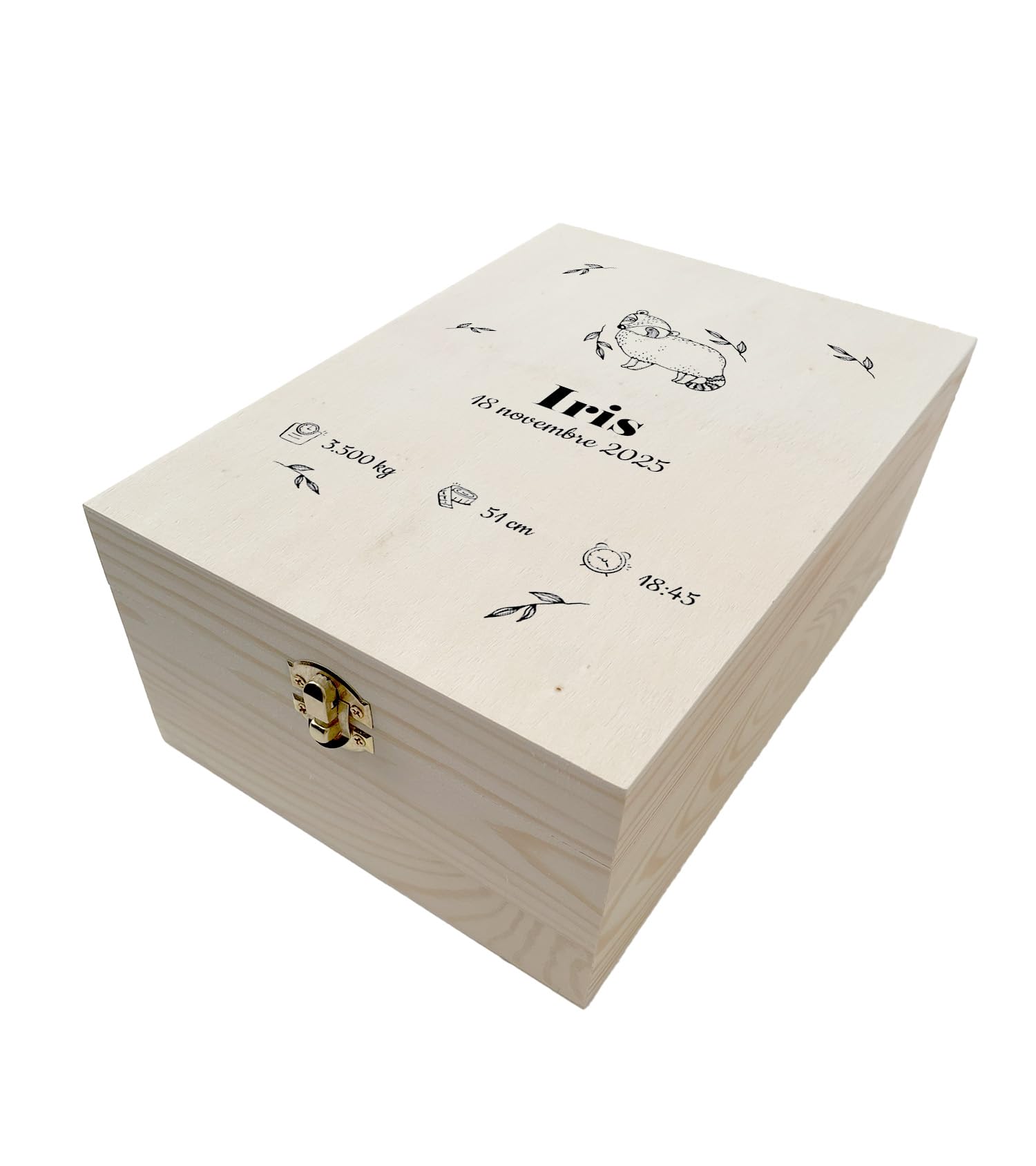Boite à Souvenirs Naissance Blaireau coffret de rangement bébé et garde-trésor
