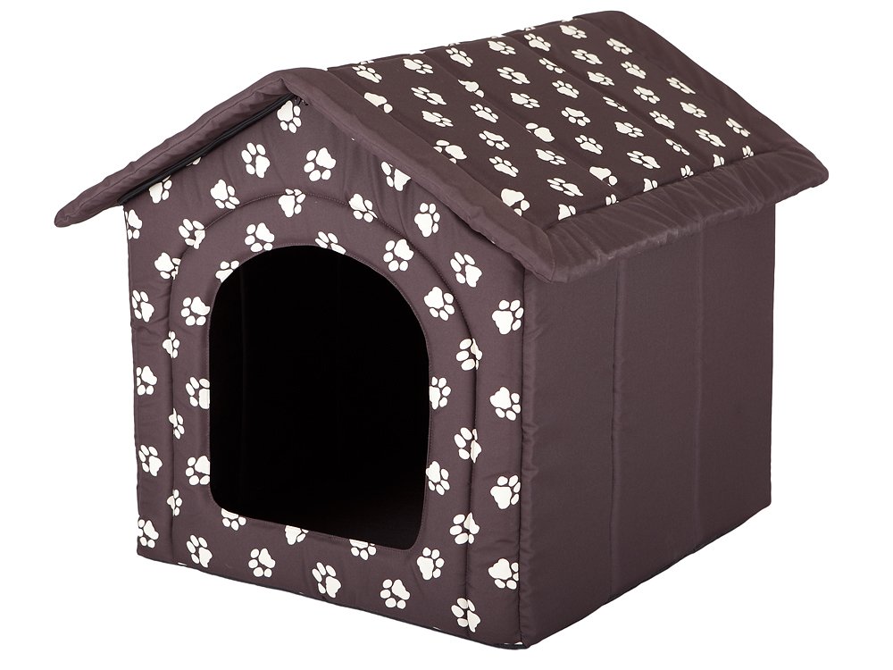Bjird Hondenhuis, hondenhut voor kleine honden - Kattenhuis, kattenmand - met uitneembaar dak - Dierenhuis voor katten en honden voor binnen/indoor - Beige met bruin - 38 x 32 x 38 cm [R1 / S