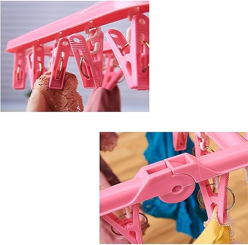 Miniatura 2 de Plegable Antideslizante 32 Clips Ropa Interior Toallas Calcetines Ropa Lavandería Percha Rosa