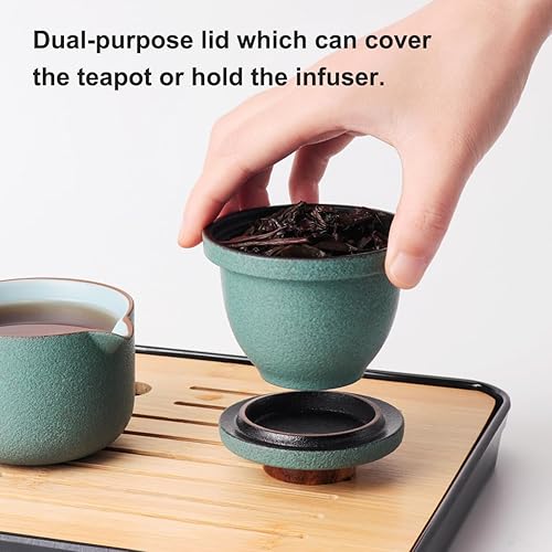 Miniatura 3 de Juego de mini tetera de cerámica de viaje, tetera china de Kung Fu, 1 olla 2 tazas de taza de té de porcelana con diseño de pingüino lindo con