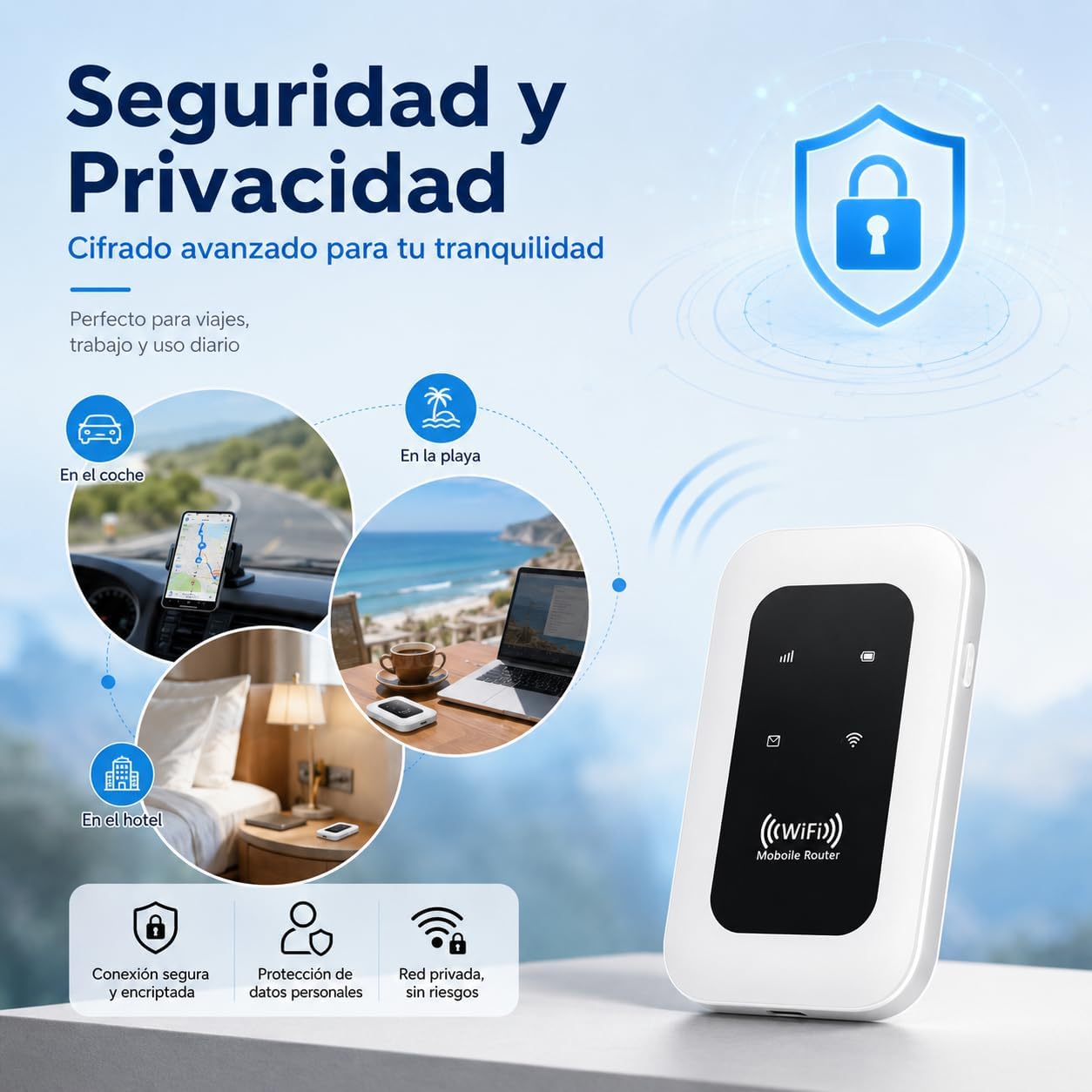 Hotspot Móvil 4G/5G MiFi Desbloqueado, Batería 2100mAh Autonomía 10 Horas, Admite hasta 28 Dispositivos, Router WiFi Portátil Económico para Viajes, Trabajo Diario y Autocaravanas-1