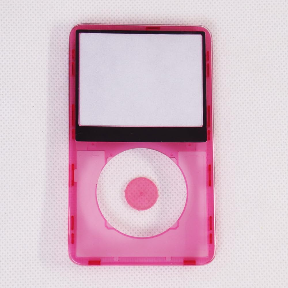 Clear Transparent Pink Plastic Front Cover Faceplate Housing Case Cover with clickwheel with Center Button for iPod 5th 5.5Gen Video 30GB 60GB 80GB