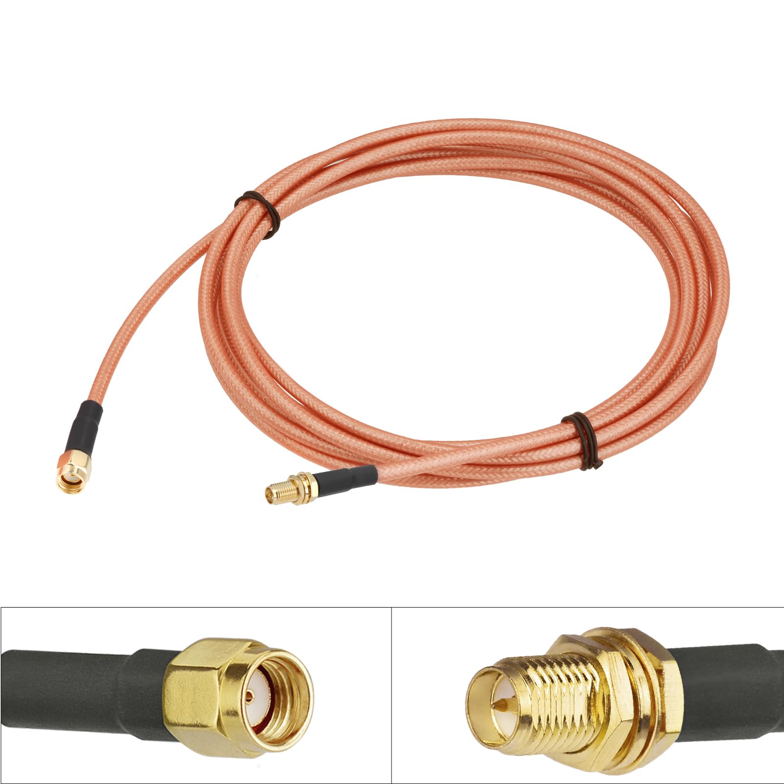Bingfu Câble coaxial RP-SMA femelle vers RP-SMA mâle RG400 pour routeur WiFi, caméra IP, adaptateur de carte réseau sans fil Mini PCI Express PCIE 3 m