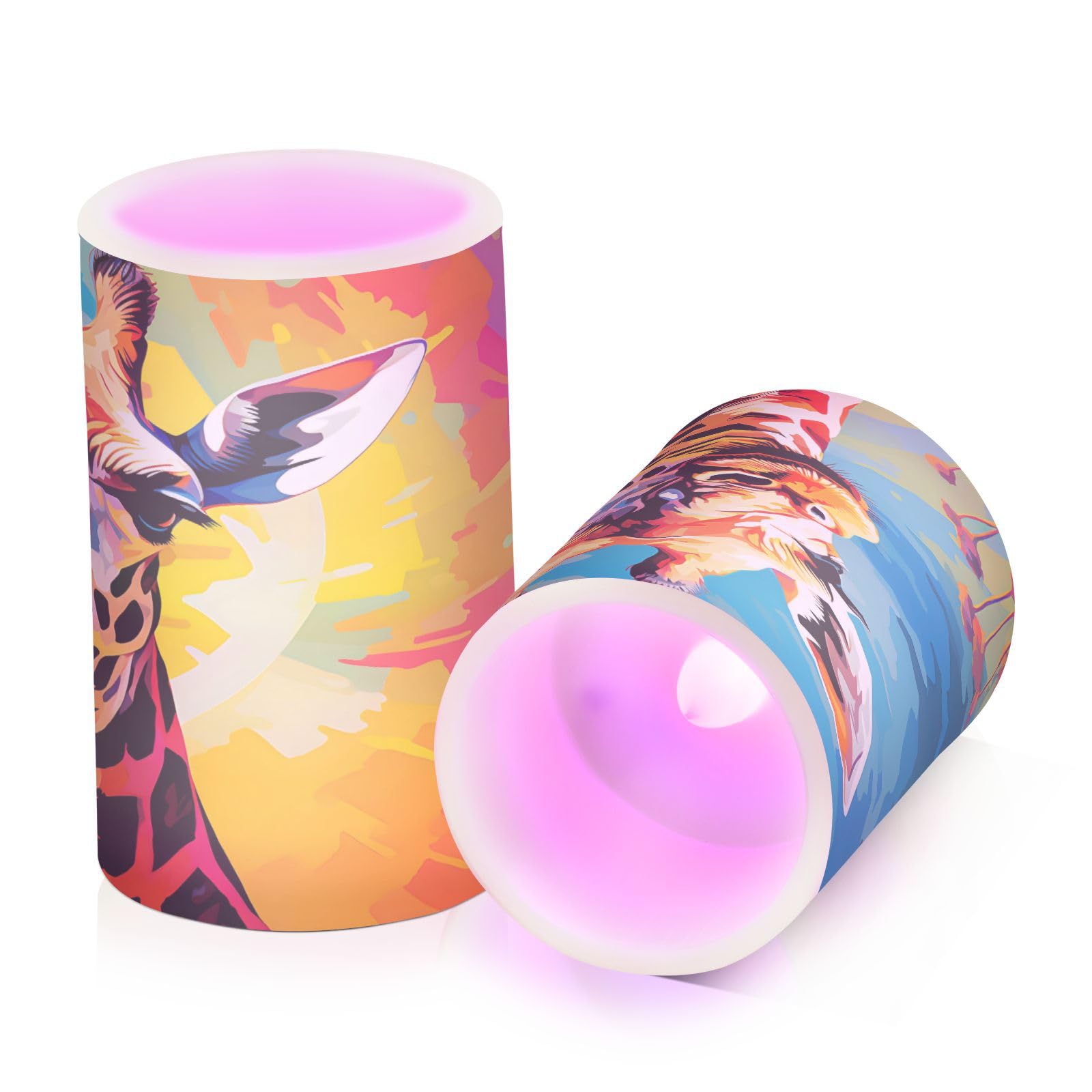 ALAZA Giraffe (1) Flickering Flameless Candles Battery Operated with Remote Timer,Tea Light Candles LED Pillar Votive Candles Set of 2 for Outdoor Indoor Decorations