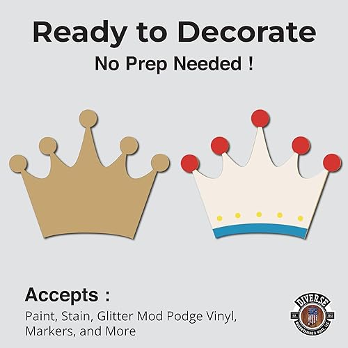 Miniatura 1 de Corona recortada de madera sin terminar para guardería, decoración de cumpleaños, puerta mística con forma de MDF, estilo 1